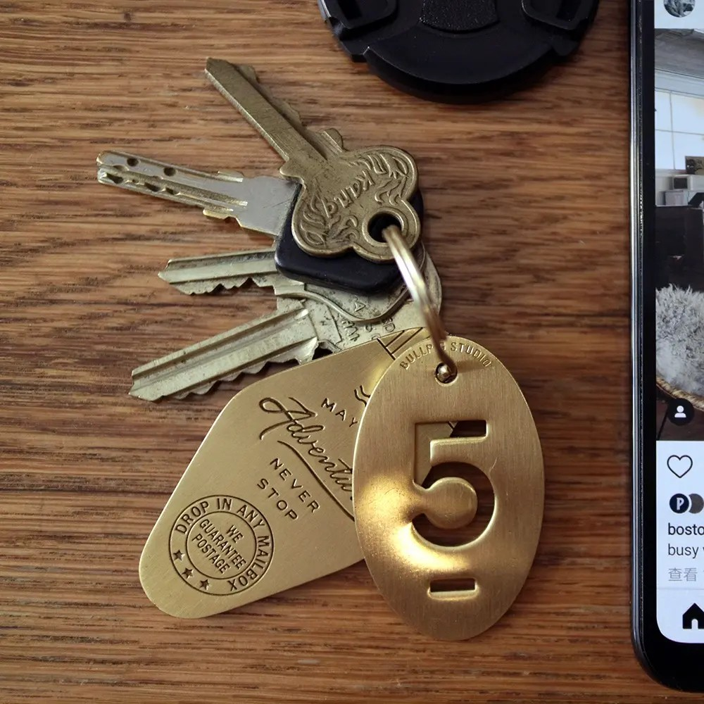 Oval Cut Out Numbered 1-10 Brass Tags with Key Rings