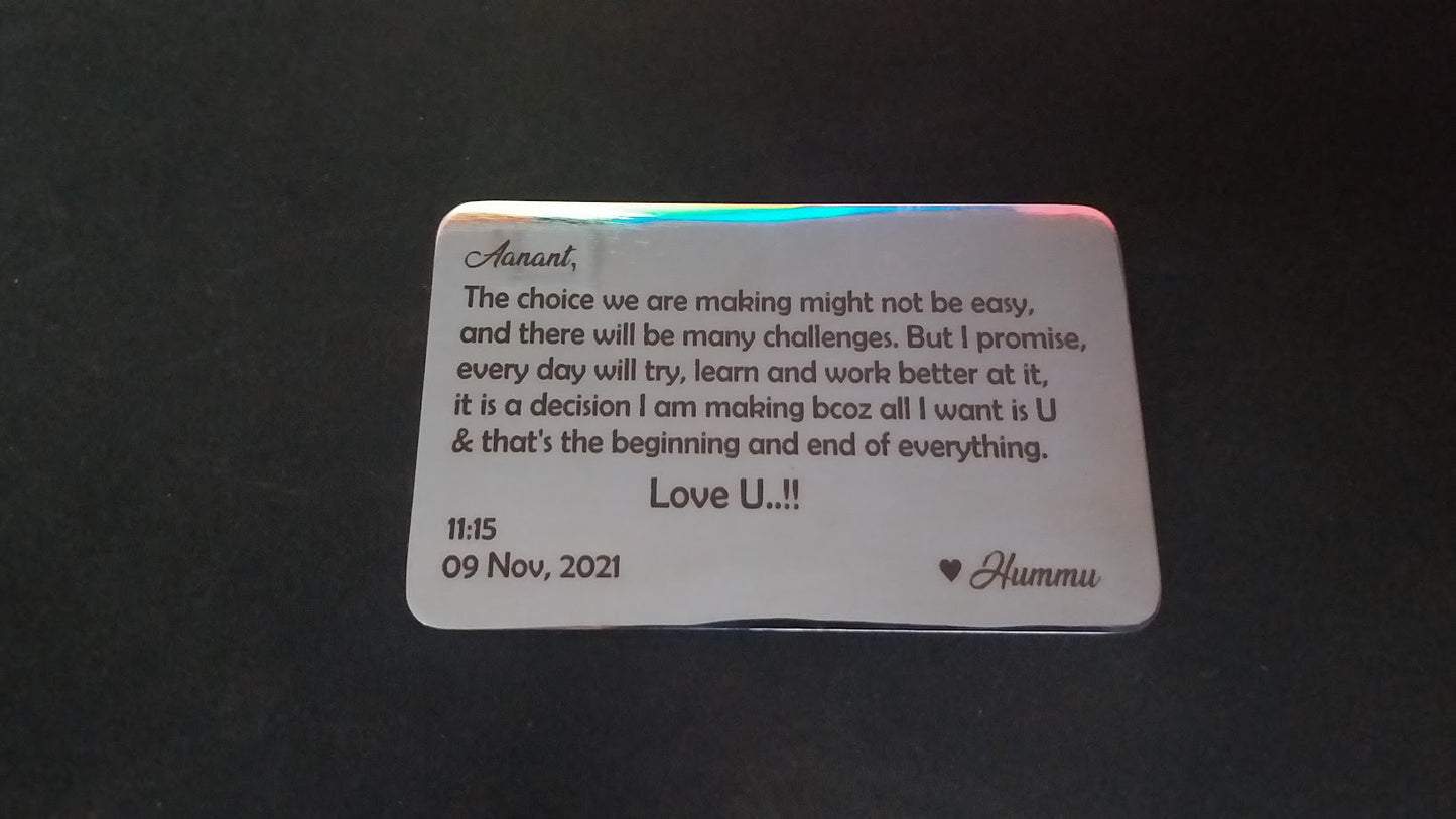 Wallet Insert Personalized Laser Engraved Wallet Insert Stainless Steel Wallet Insert Credit Card Size Gift for Women & Men