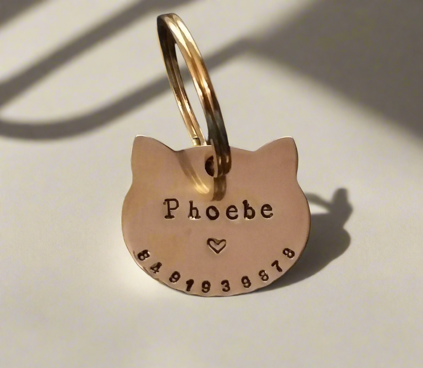 Cat name tag Personalized Hand Stamped Circular Shaped Tag for Small Pet Dog, Cat ID Customized Dog Tag (Brass)