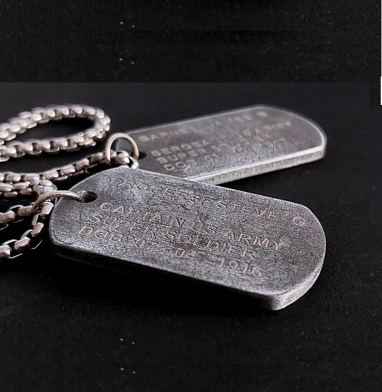 Aluminum 3 mm thickness military tag dogtag pre-oxidized light weight, deep engraved, custom text