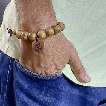 Bead bracelet Natural Wooden Bead Authentic Beautiful Wood Stretch for Men Women Meditation and Mantra Recitation