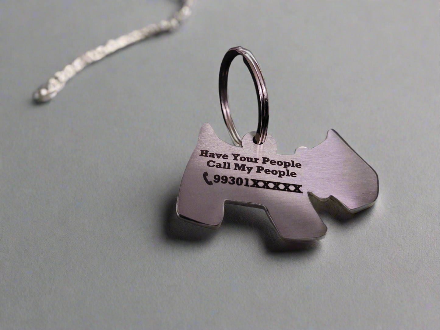 Dog shaped Name Tags in Stainless Steel Laser Engraved for Medium to Large Pet Dogs