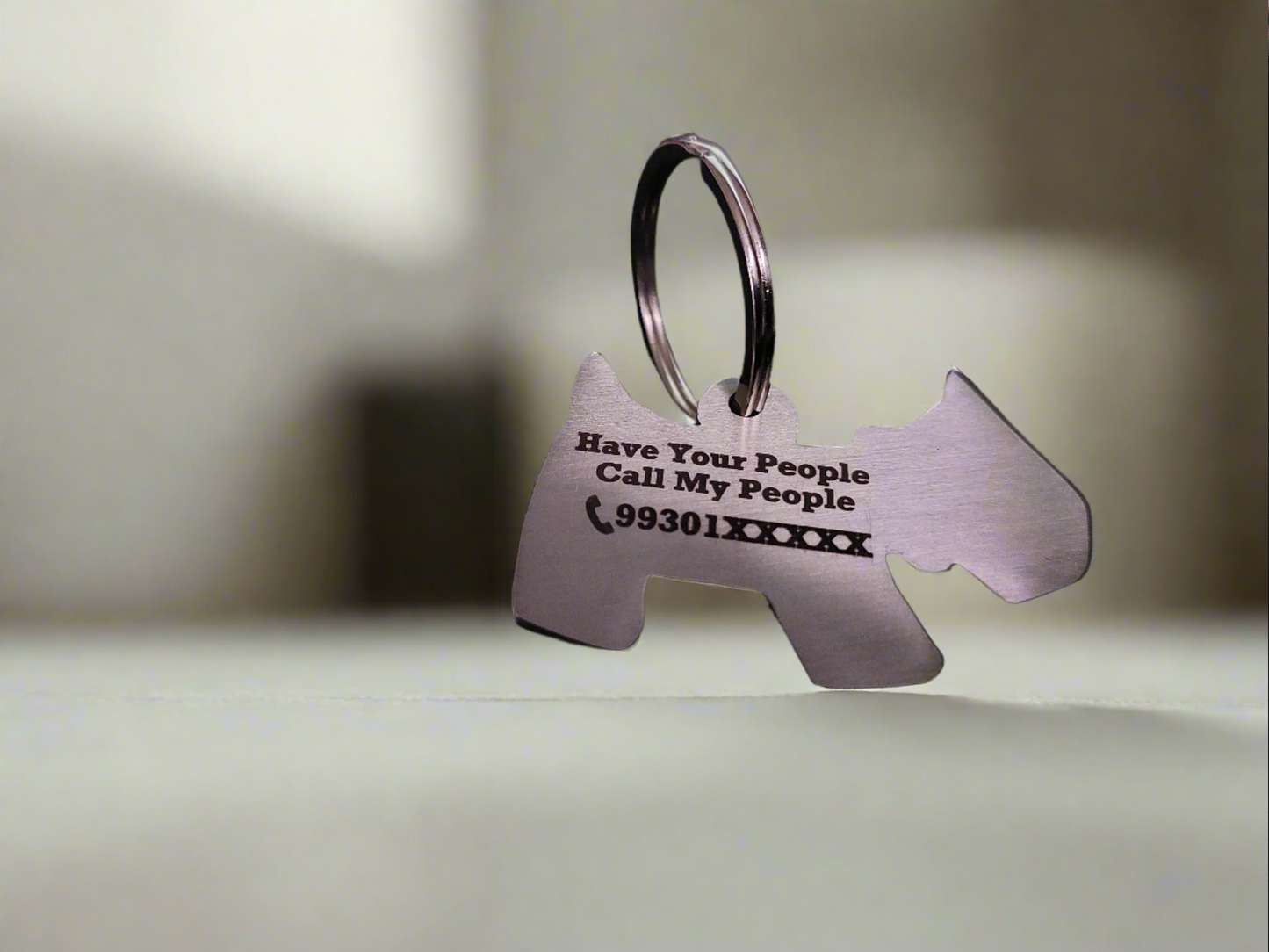 Dog shaped Name Tags in Stainless Steel Laser Engraved for Medium to Large Pet Dogs