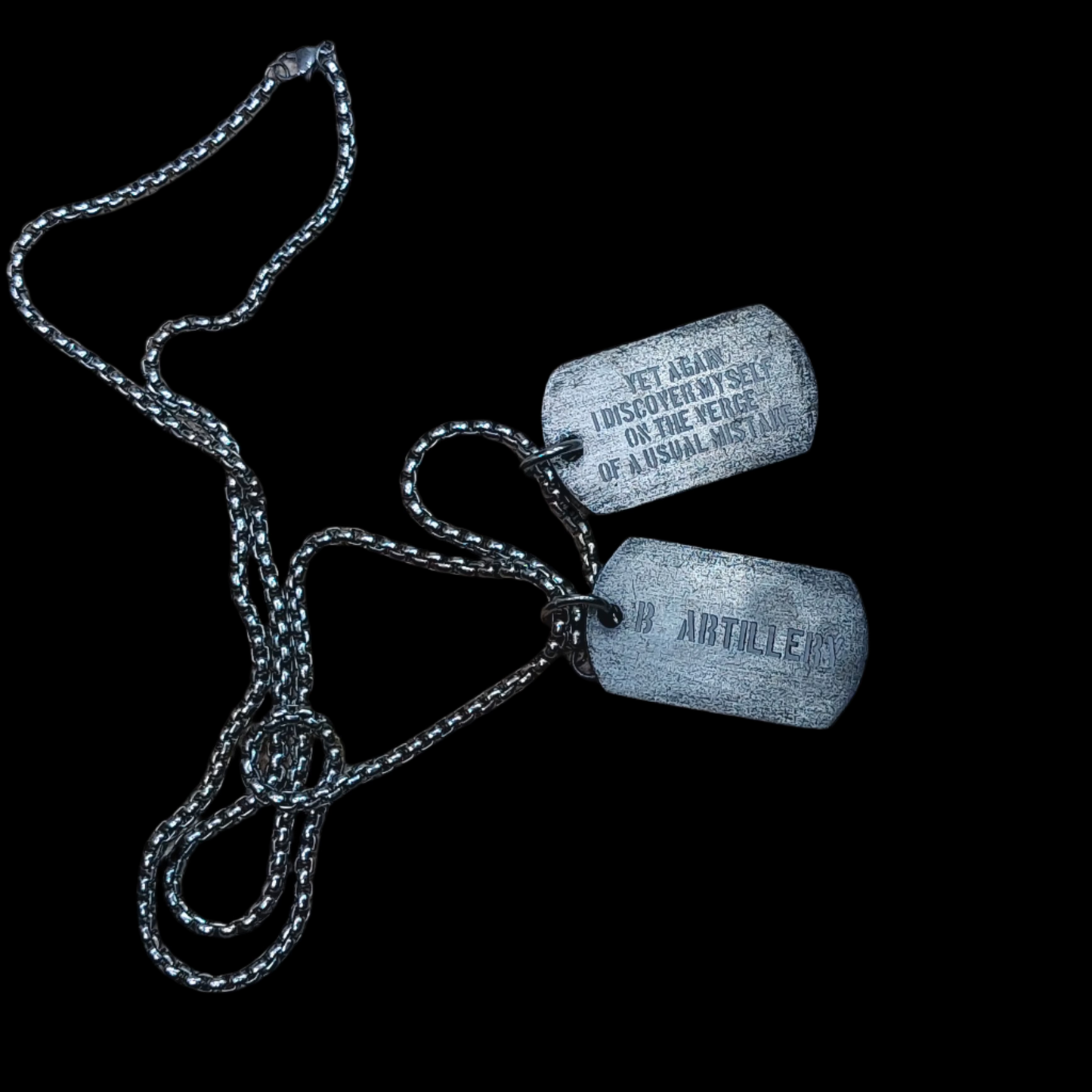Aluminum 3 mm thickness military tag dogtag pre-oxidized light weight, deep engraved, custom text