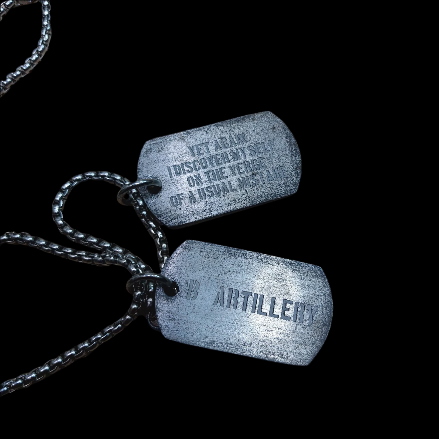 Aluminum 3 mm thickness military tag dogtag pre-oxidized light weight, deep engraved, custom text