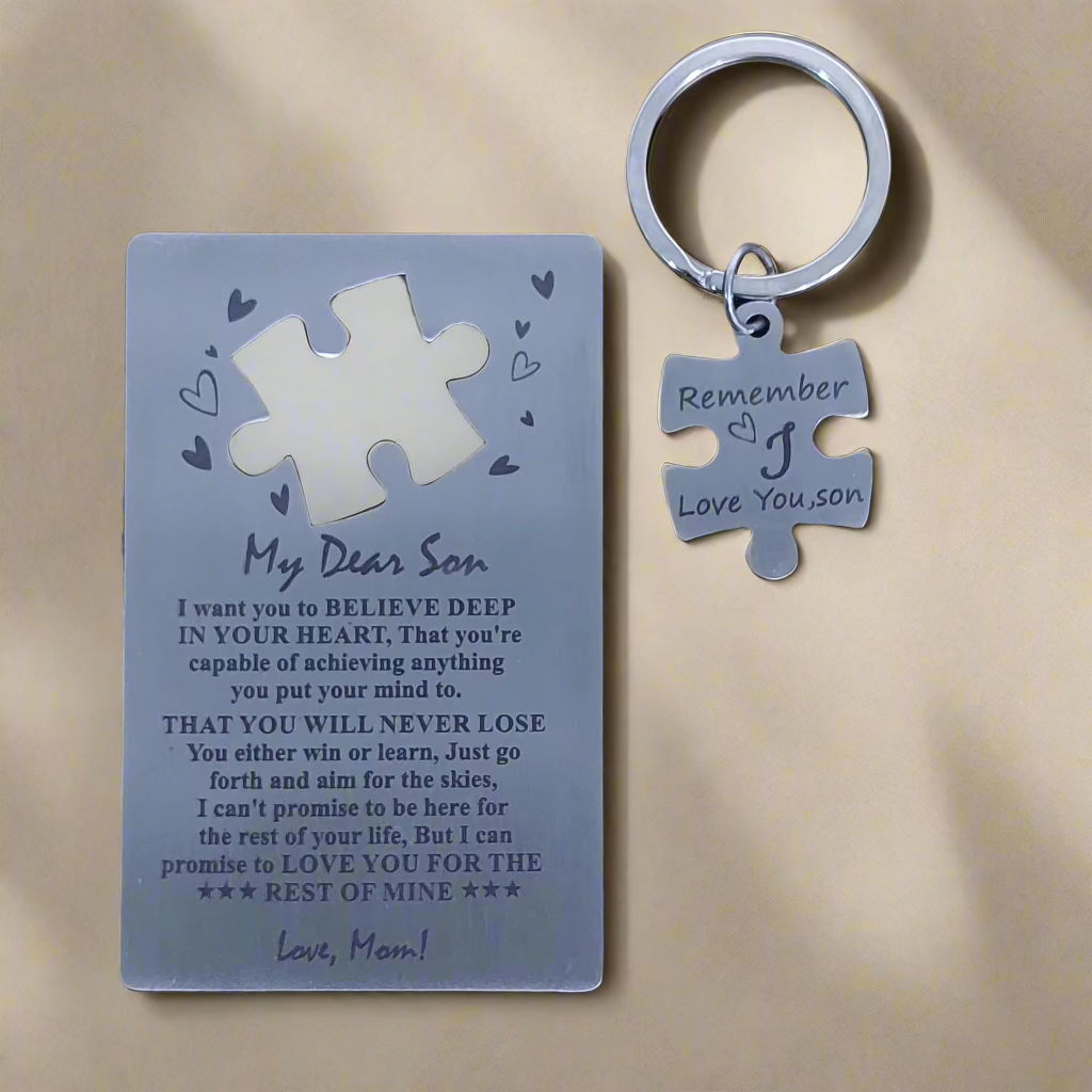 My Dear Son Wallet Card Inspirational Message with Keyring
