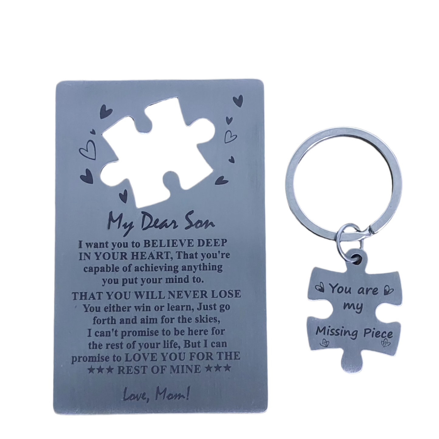 My Dear Son Wallet Card Inspirational Message with Keyring