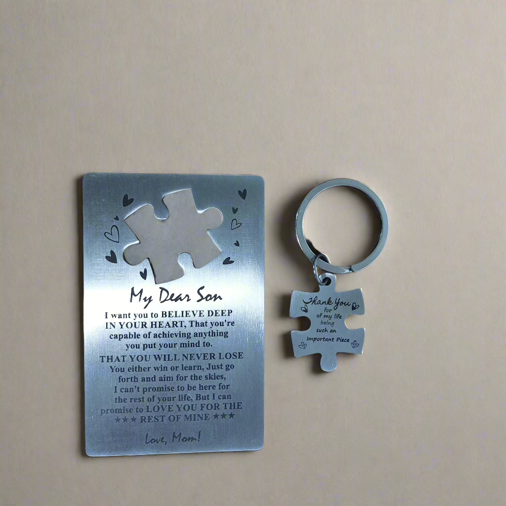My Dear Son Wallet Card Inspirational Message with Keyring
