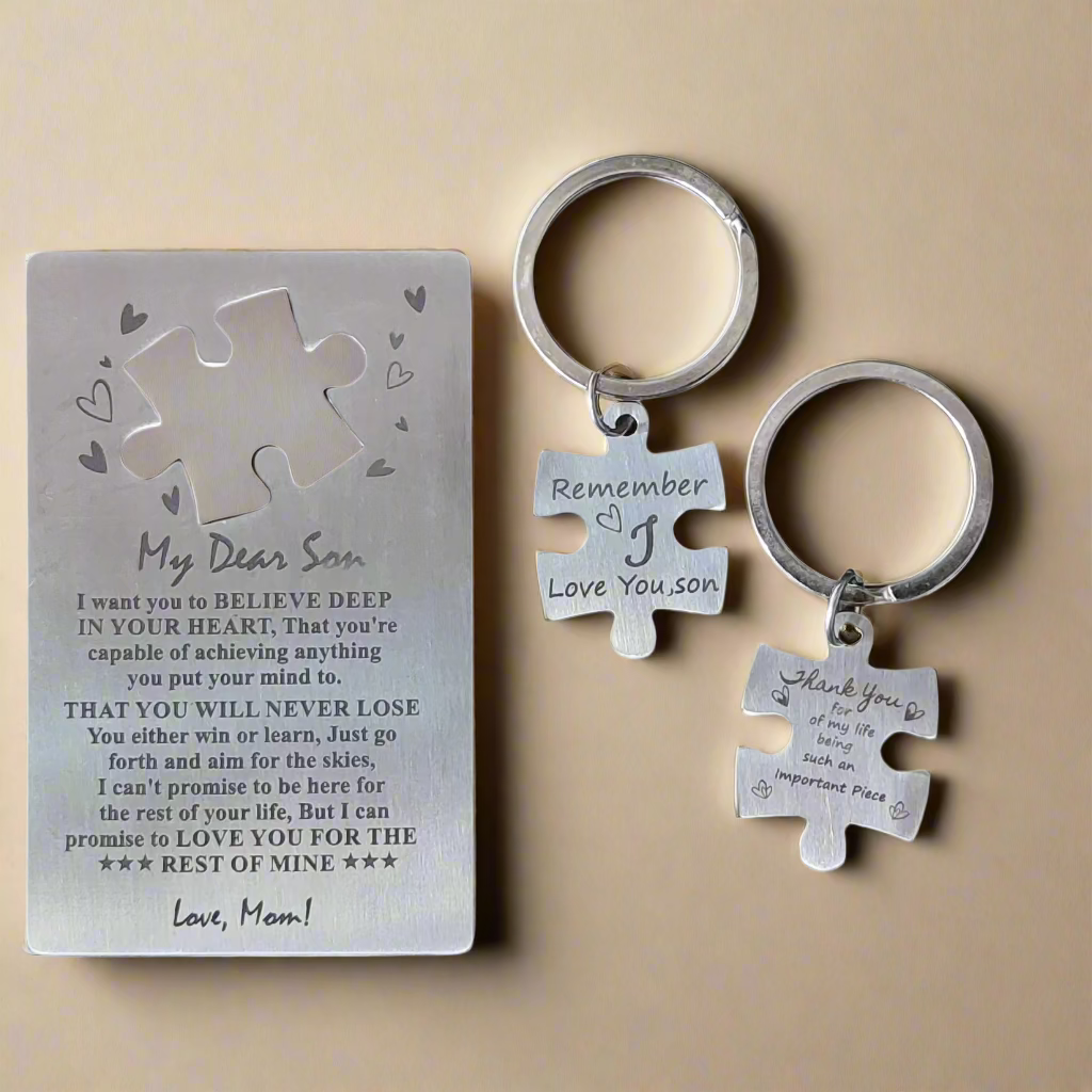 My Dear Son Wallet Card Inspirational Message with Keyring