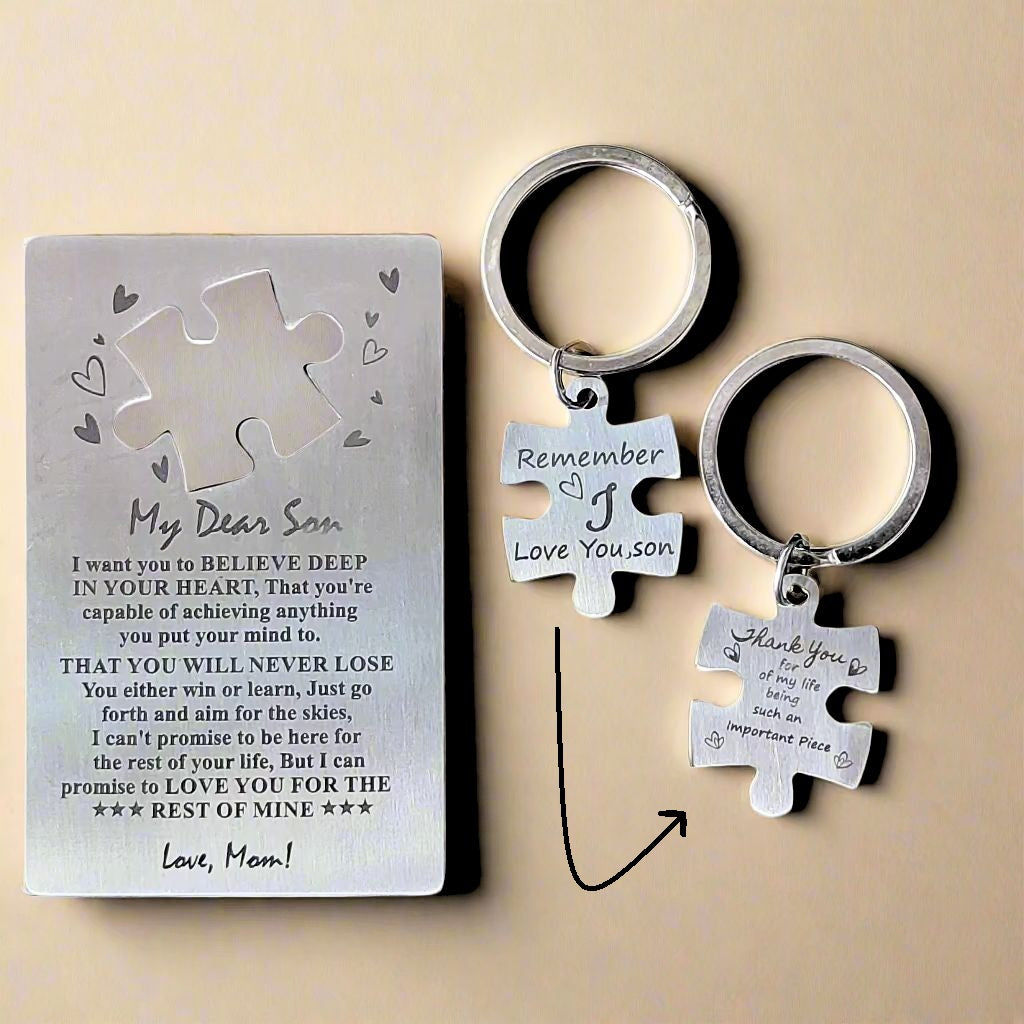 My Dear Son Wallet Card Inspirational Message with Keyring