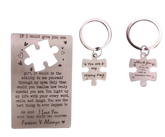 I Love You Wallet Card touchy Message with jigsaw Keyring