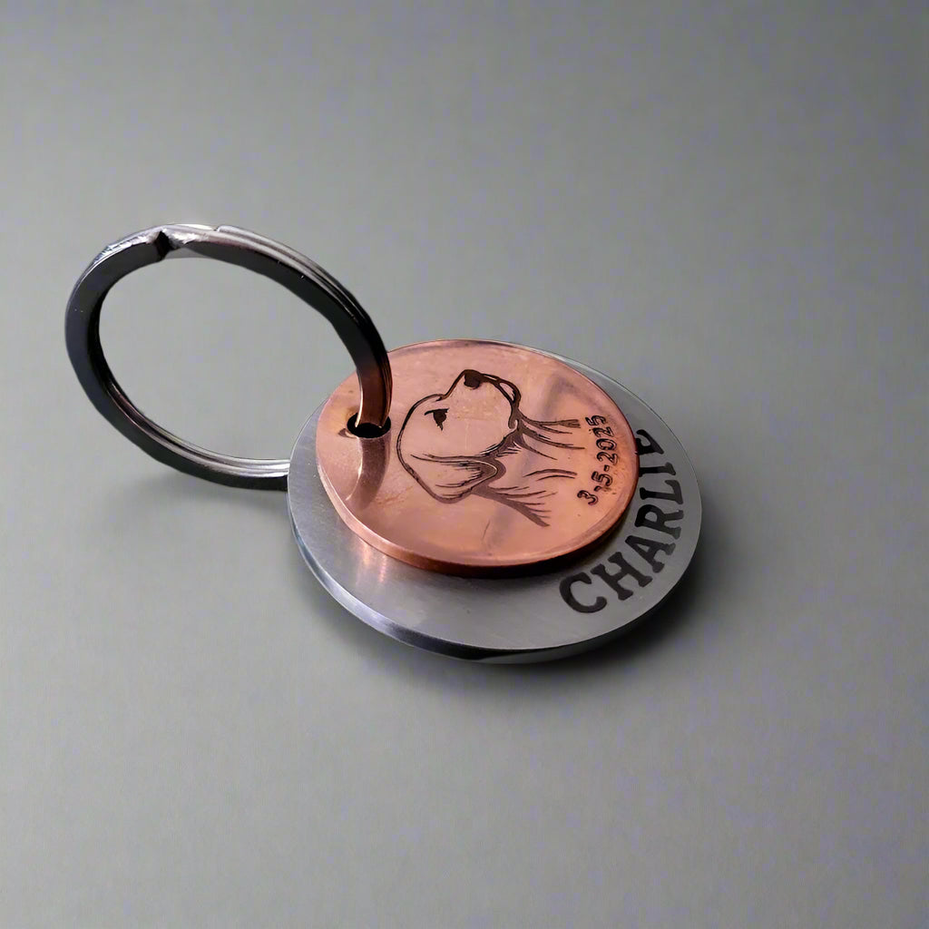 Personalized dog name tags Charlie Style Pet ID Customized Tag for Pet Dog Copper and Steel