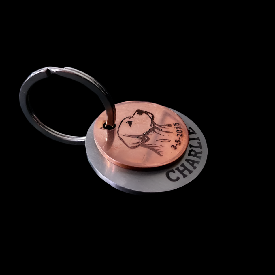 Personalized dog name tags Charlie Style Pet ID Customized Tag for Pet Dog Copper and Steel