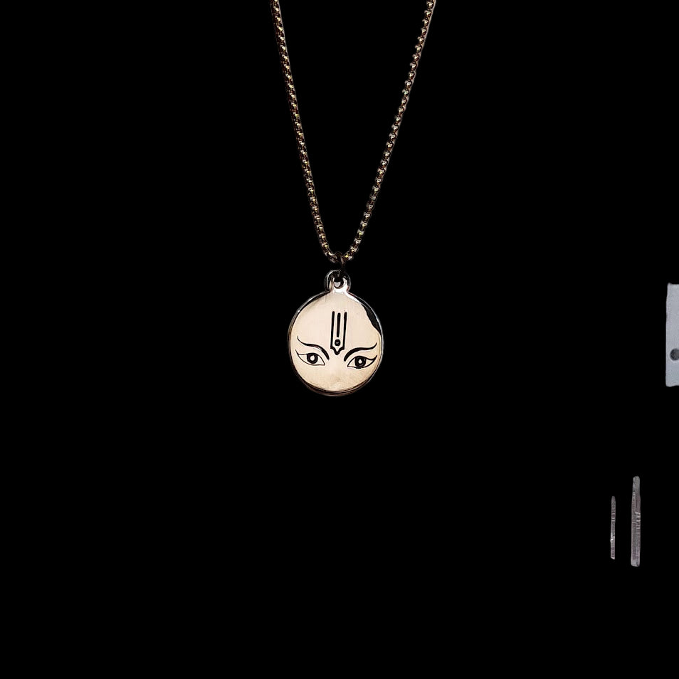 Lord Vishnu Eyes Brass Pendant with Tilak | Spiritual Unisex Necklace