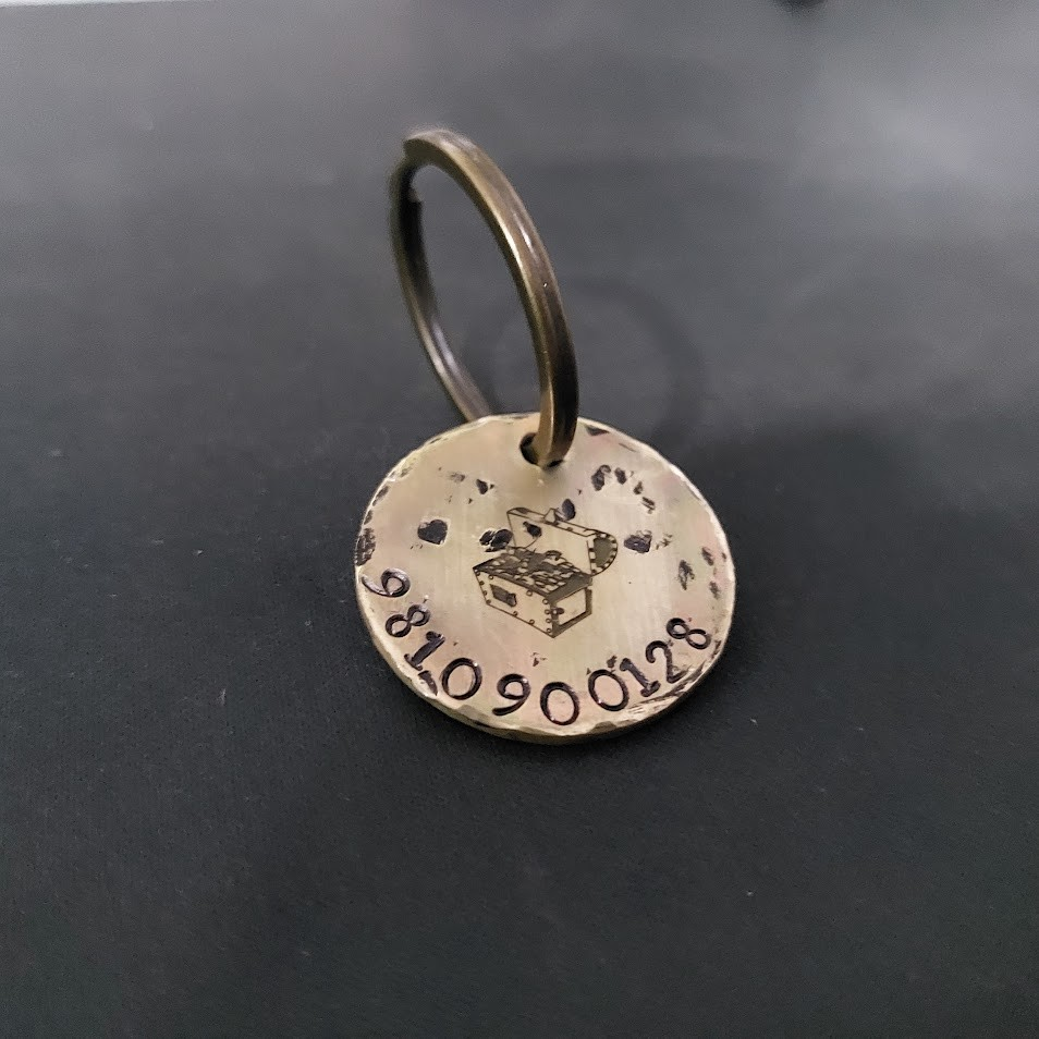 Brass Dog Name Tag Stamped to Imperfection in Various Sizes