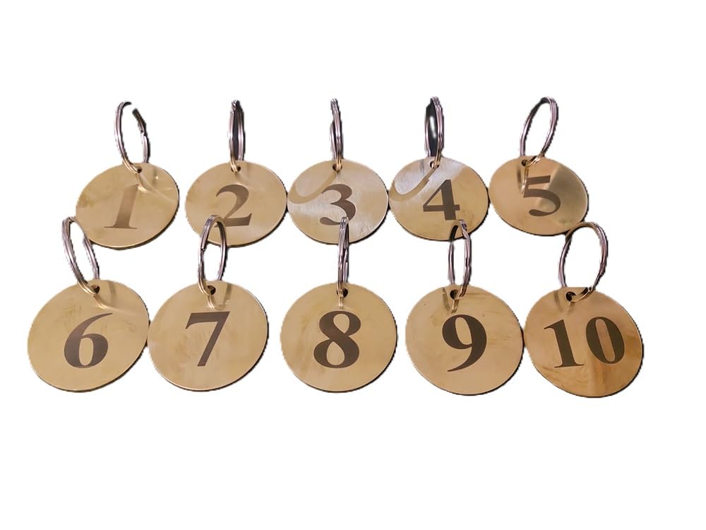 Numbered Brass Tags with Key Rings