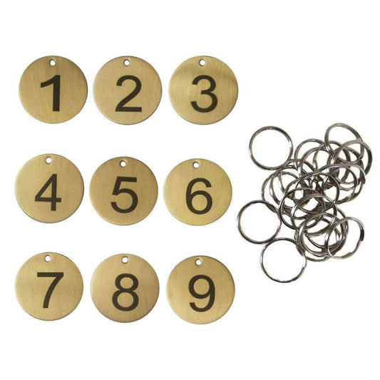 Numbered Brass Tags with Key Rings