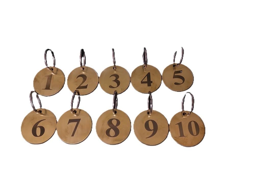 Numbered Brass Tags with Key Rings