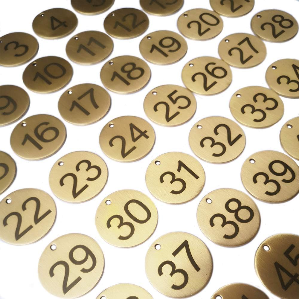 Numbered Brass Tags with Key Rings
