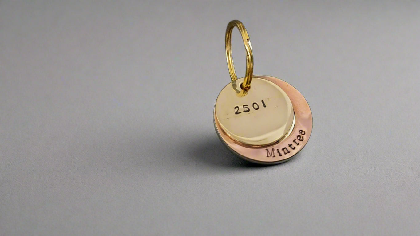 Unique Hand-Stamped Brass and Copper Keychain