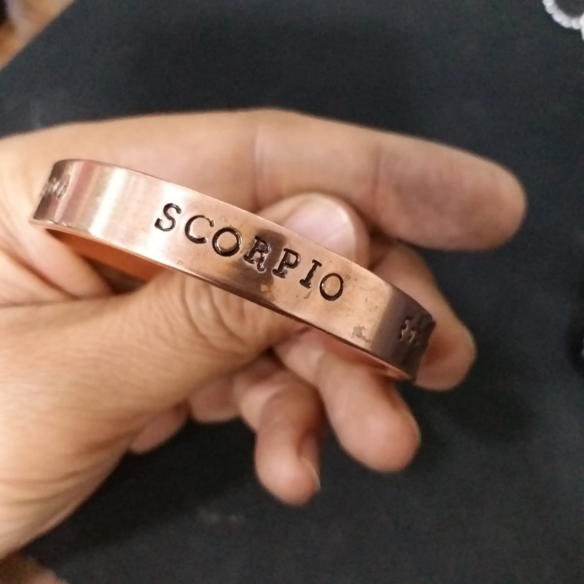 Streetsoul Pure Copper Aquarius Gemini Sun Signs Zodiac Handmade Stamped Cuff Bracelet For Men