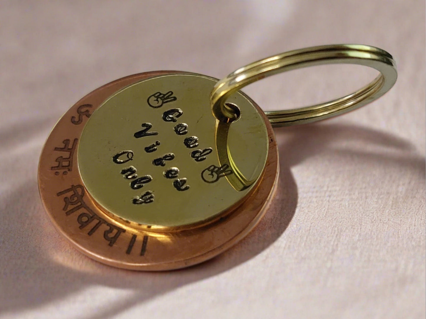 Unique Hand-Stamped Brass and Copper Keychain