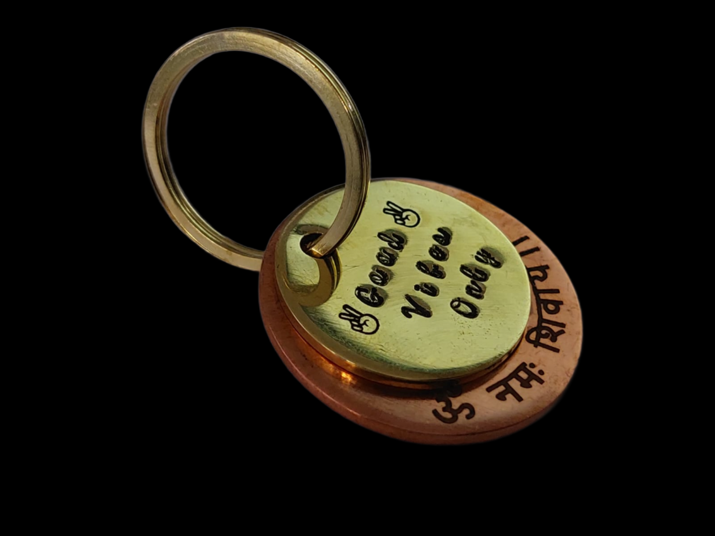 Unique Hand-Stamped Brass and Copper Keychain