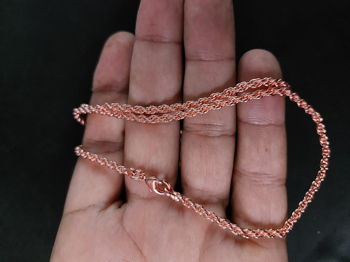 Handcrafted Pure Copper Necklace Chain 28 inches for Everyday Wear
