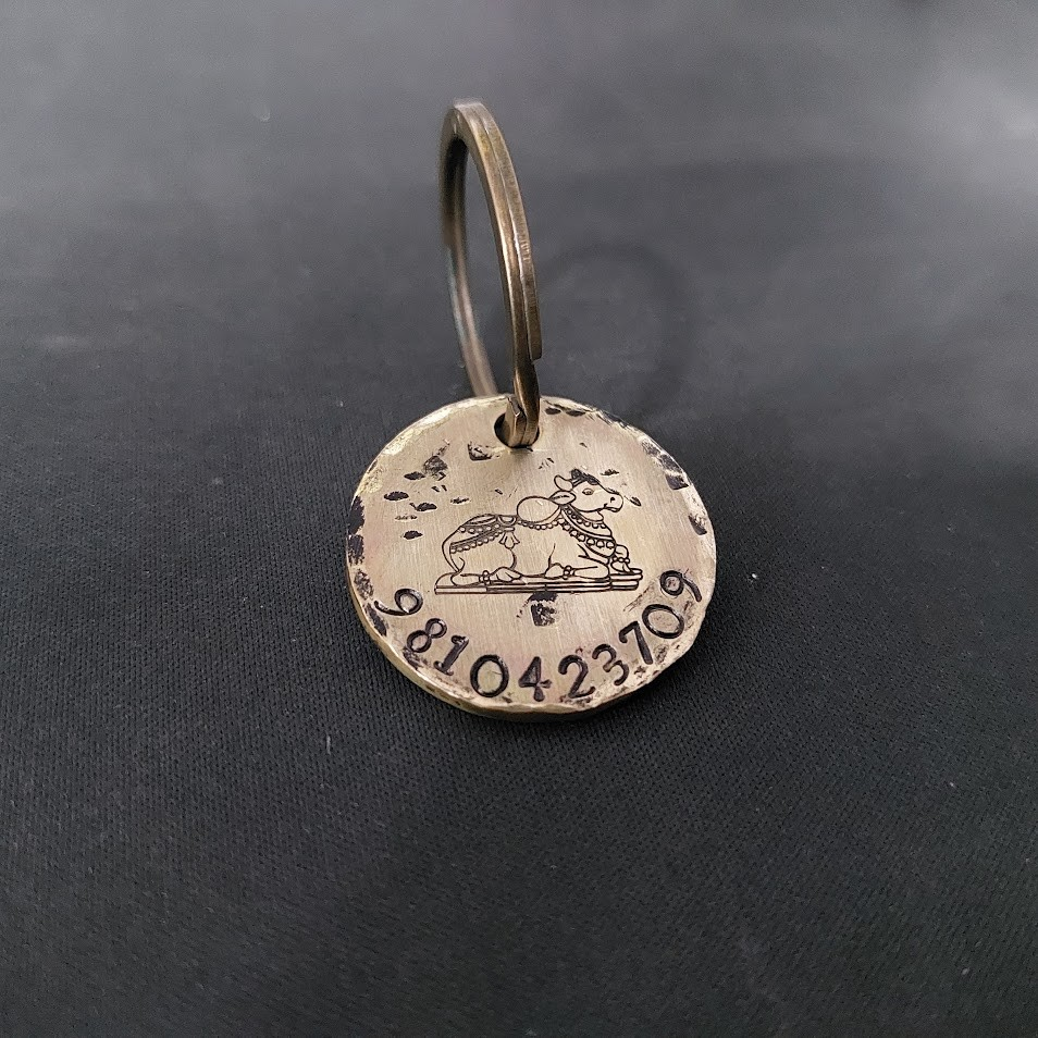 Brass Dog Name Tag Stamped to Imperfection in Various Sizes