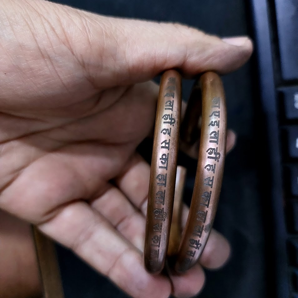 Custom Stamped Hand Crafted 8 mm Diameter Cuff Kada Pure Solid Copper Bracelet For Men.