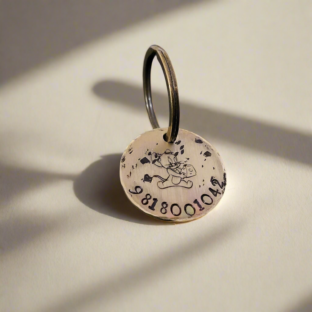 Brass Dog Name Tag Stamped to Imperfection in Various Sizes