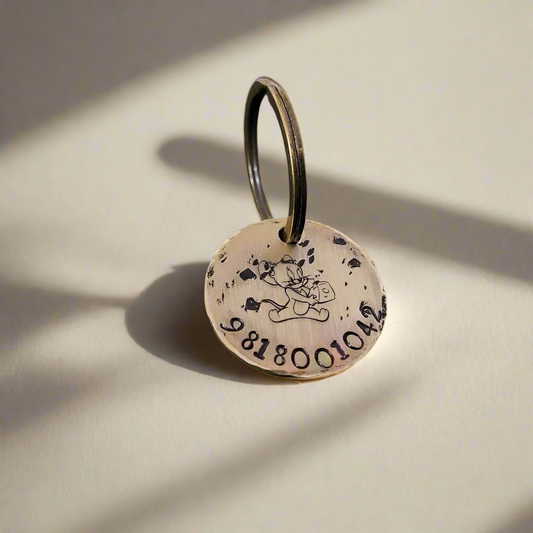 Brass Dog Name Tag Stamped to Imperfection in Various Sizes