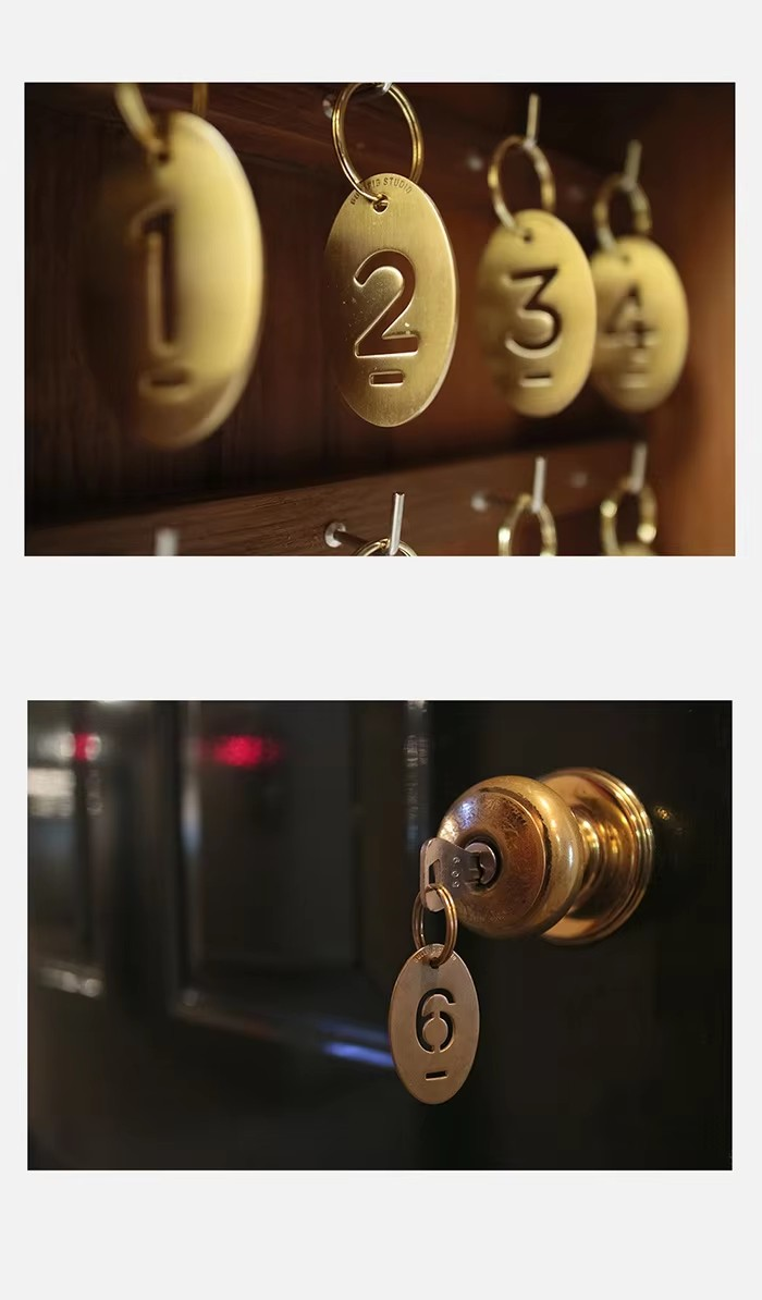 Oval Cut Out Numbered 1-10 Brass Tags with Key Rings