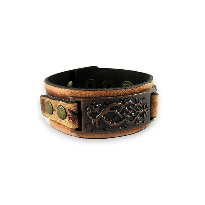 Streetsoul Tribal Metal Design Leather Bracelet Wrist Band Gift for Men.
