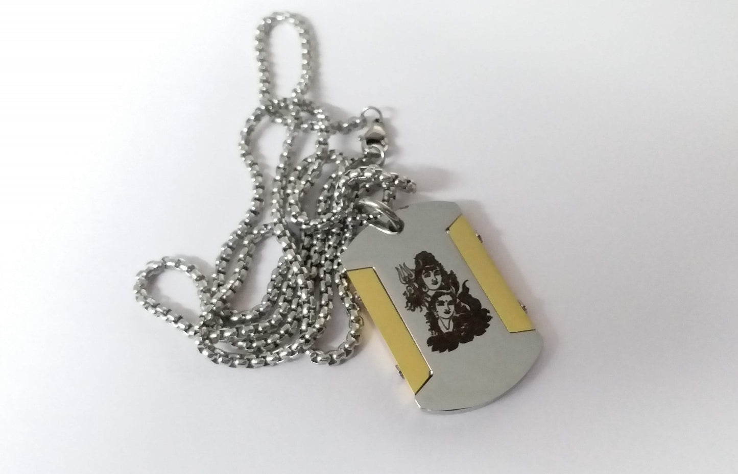 Dog Tag Silver Pendant Customized Stainless Steel 3 mm Army Tag for Men.