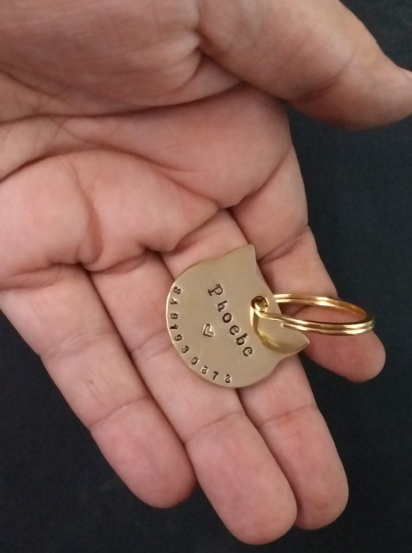 Cat name tag Personalized Hand Stamped Circular Shaped Tag for Small Pet Dog, Cat ID Customized Dog Tag (Brass)