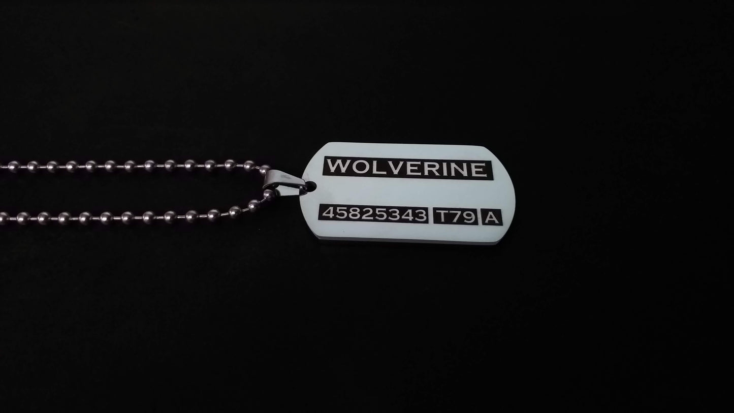 STREET SOUL Xmen Logan / Wolverine Stainless Steel Army Tag, Logan Necklace, Wolverine Pendant