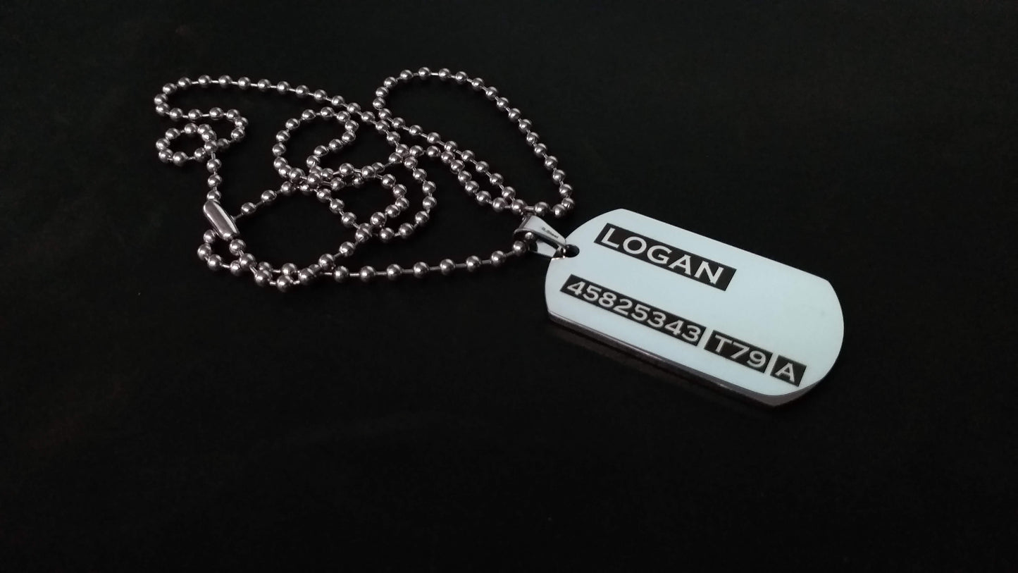 STREET SOUL Xmen Logan / Wolverine Stainless Steel Army Tag, Logan Necklace, Wolverine Pendant