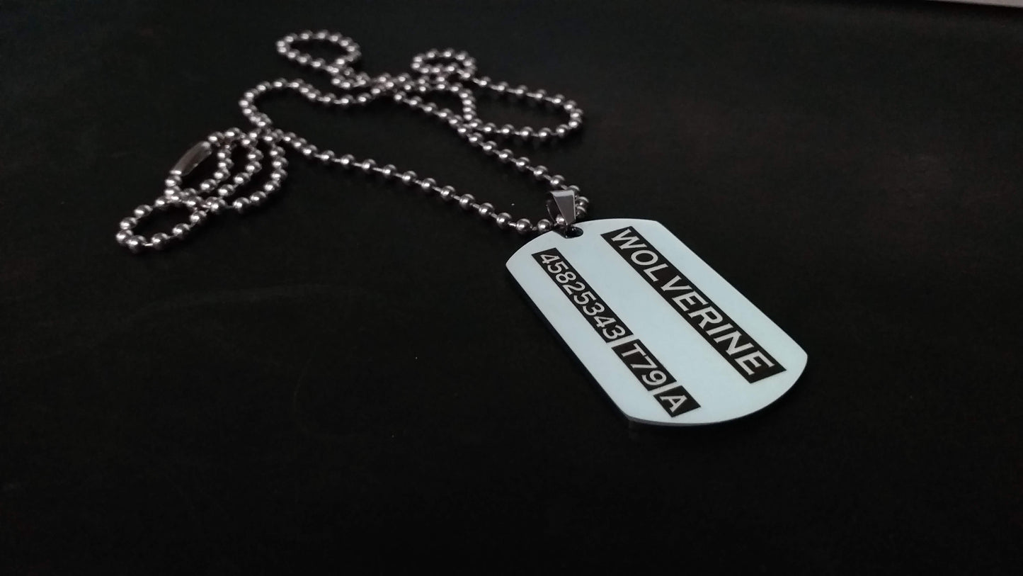 STREET SOUL Xmen Logan / Wolverine Stainless Steel Army Tag, Logan Necklace, Wolverine Pendant