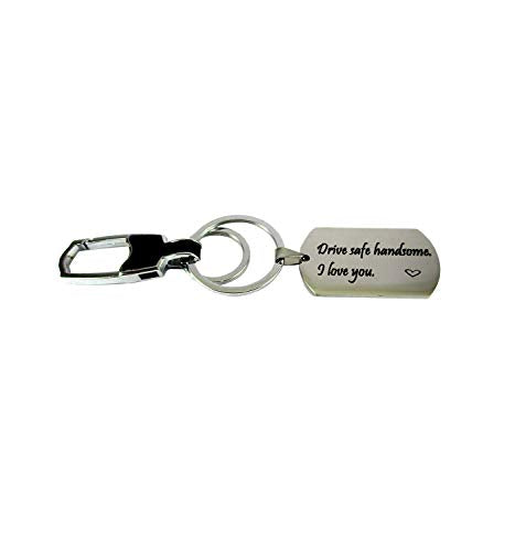 Streetsoul Drive Safe Message Laser Engraved Keychain Stainless Steel Silver Keyring on 2mm Tag Gift for Women