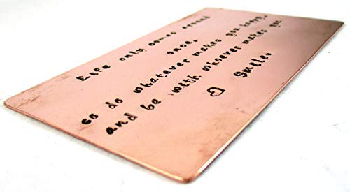 Wallet Insert Personalized Hand Stamped Wallet Insert Pure Copper Wallet Insert Credit Card Size