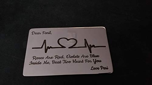 Wallet Insert Personalized Laser Engraved Wallet Insert Stainless Steel Wallet Insert Credit Card Size Gift for Women & Men
