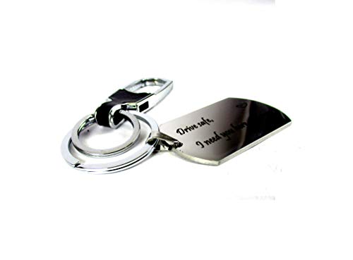 Streetsoul Drive Safe Message Engraved Keychain Stainless Steel Silver Keyring on 2mm Tag Gift for Women & Men.