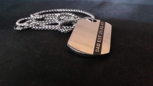 Raised Engraving Steel Custom Engraved Army Tag Dog Tag Chain