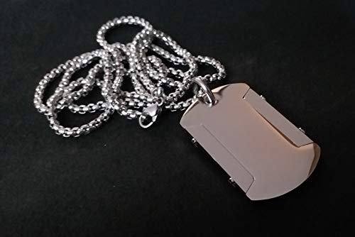 Dog Tag Silver Pendant Customized Stainless Steel 3 mm Army Tag for Men.