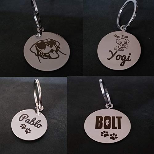 Personalised dog name tags Pet ID Personalized Stainless Steel Engraved Tag for Pet Dog, Cat ID Customized Dog Tag