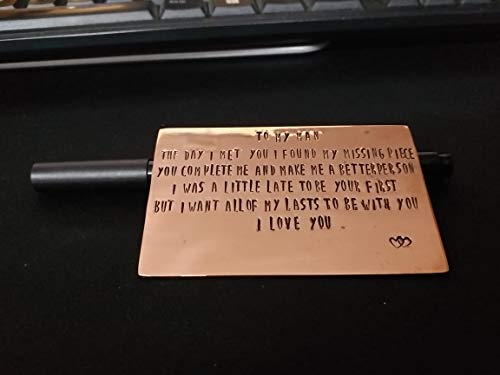 Wallet Insert Personalized Hand Stamped Wallet Insert Pure Copper Wallet Insert Credit Card Size