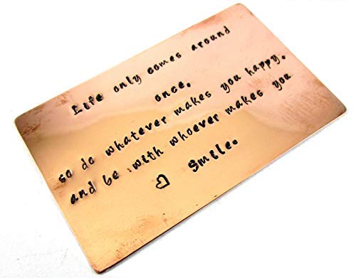 Wallet Insert Personalized Hand Stamped Wallet Insert Pure Copper Wallet Insert Credit Card Size