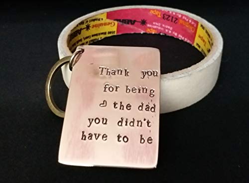 Streetsoul Thank You Dad Copper Hand Stamped Key Ring Keychain Gift for Dad Papa Fathers Day