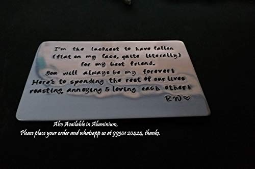 Wallet Insert Personalized Hand Stamped Wallet Insert Pure Copper Wallet Insert Credit Card Size